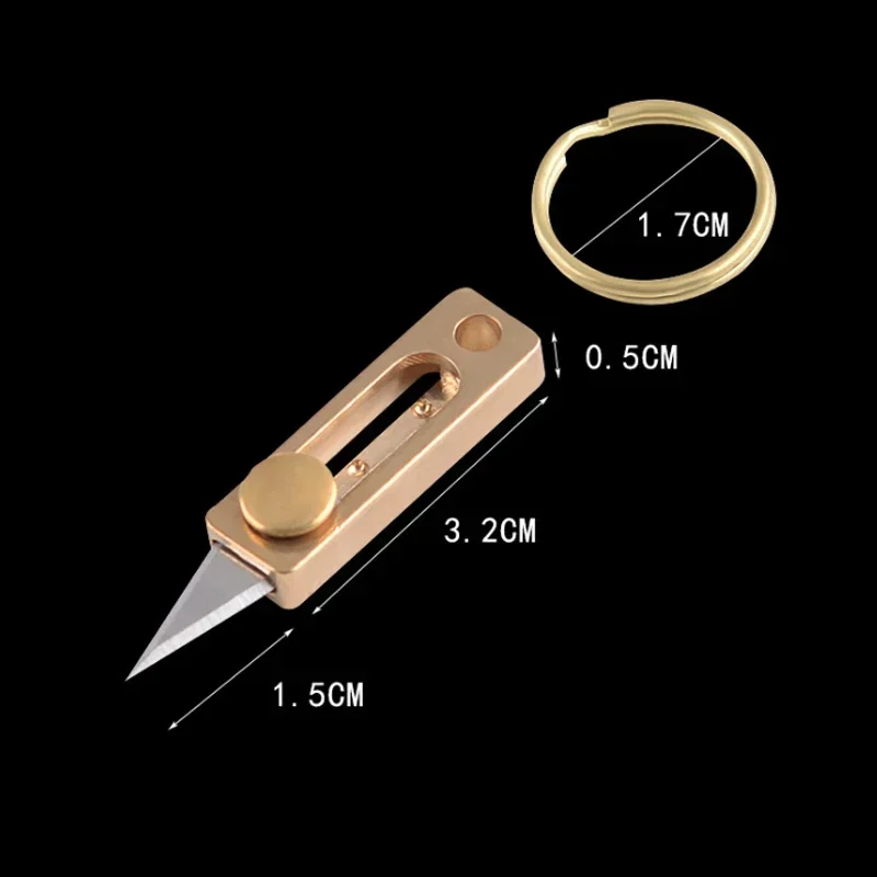 NEW Mini d2 Blade Openbox Knife Portable Outdoor Camping Self Defense EDC Brass Push Knife with Keychain Cutting Knife