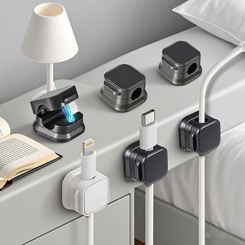 Magnetic Cable Clip Winder Holder Adhesive Wire Keeper Cord Cable Organizer USB Charging Cables Winder for Office Desktop Home