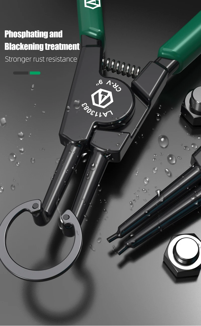 LAOA 9-Zoll-Sicherungsringzange aus CR-V-Stahl mit geraden/gebogenen Spitzen für 40-100 mm, Autoreparaturwerkzeuge – Detail 14