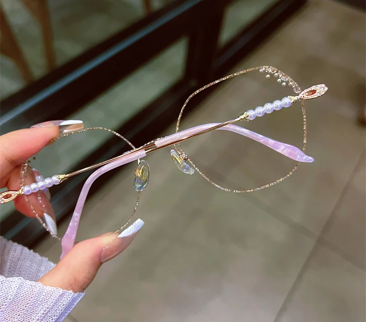 New Fashion Retro Rimless Polygon Eyeglasses Ultra Light Alloy Glasses Myopia Astigmatism HyperopiaOptical Prescription Frames