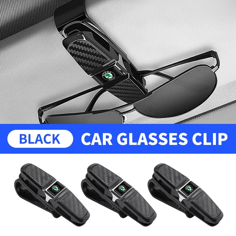 Car Glasses Clip Case Holder Car Accessories For Skoda Octavia Fabia Rapid Superb Kodiaq Scala Karoq Citigo Kamiq Roomster Enyaq