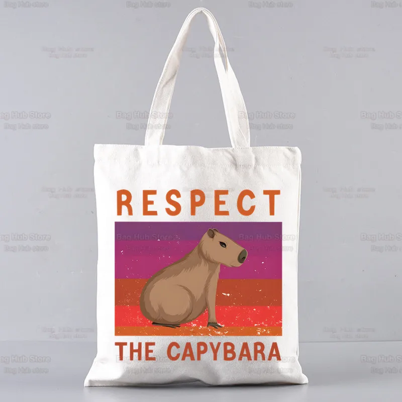 Cute Capybara Cartoon Kawaii Shopper Bag Print Canvas Tote Bag Handbags Women Bag Harajuku Shoulder Bags