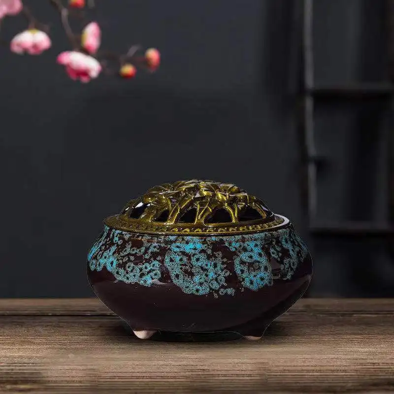 Retro Ceramic Mosquito Coil Incense Burner Large Sandalwood Incense Burner Aromatherapy Wormwood Mosquito Repellent Stove