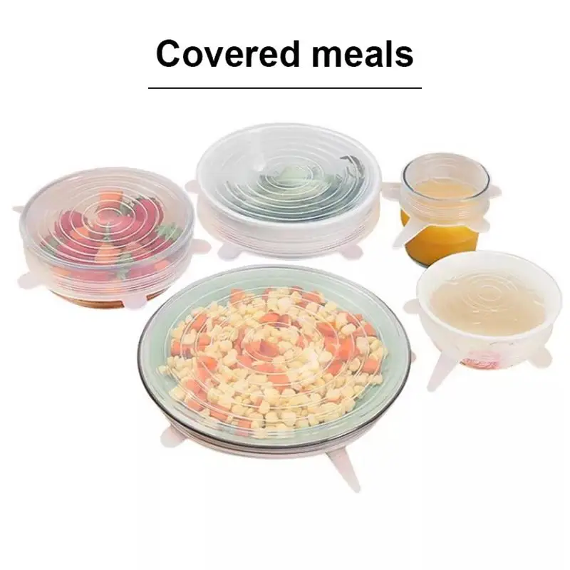 Picture 3: Silicone Six-Piece Set Fresh-Keeping Cover Stretch 6-Piece Set Bowl Cover Refrigerator Microwave Sealed Fresh-Keeping Film