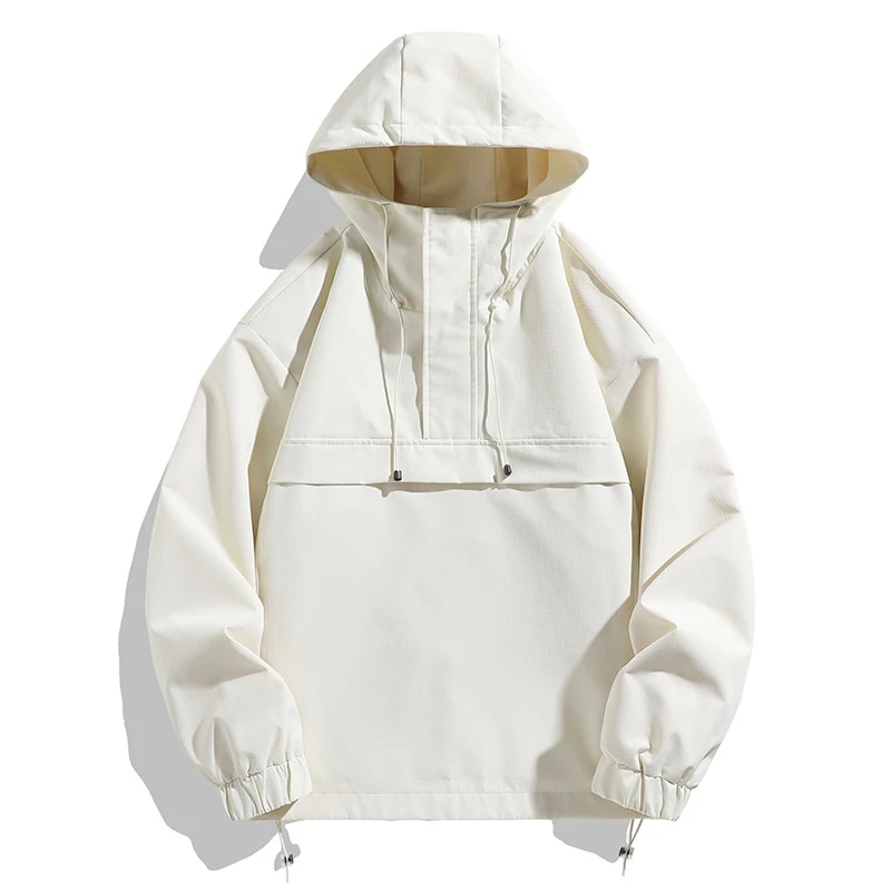 Spring Autumn Men Anorak Jackets Fashion Man Hip Hop Streetwear Biker Hooded Coats Men Loose Fit Windbreaker Cargo Jackets