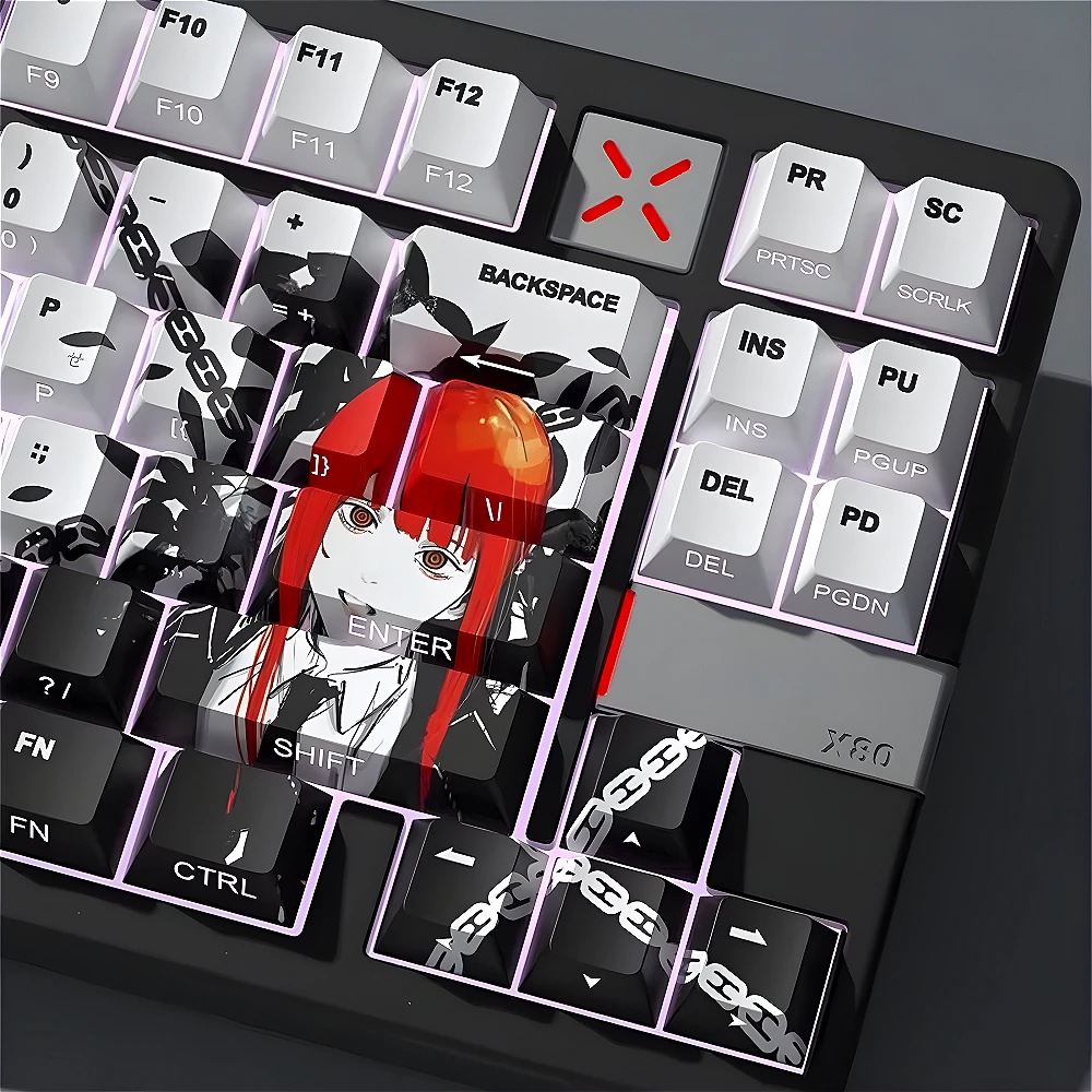 

Cherry, black, transparent keycaps, side engraved PBT small full set, anime, mechanical keyboard keycaps for MX switch games