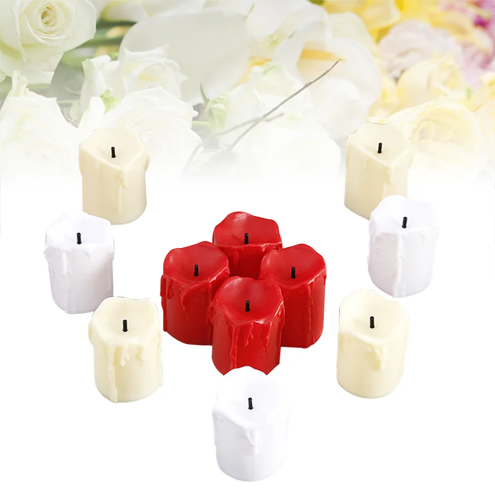 Luci di simulazione a LED Lampada da notte calda in cera senza fiamma per la decorazione natalizia della festa nuziale Illuminazione a LED multicolore
