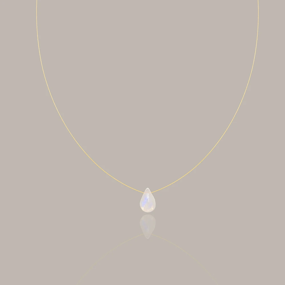 Natural Moonstone Water Drop Pendants Necklace For Women 2022 Accesorios Aesthetic Bridesmaid Gift Luxury Gold Plated Jewelry