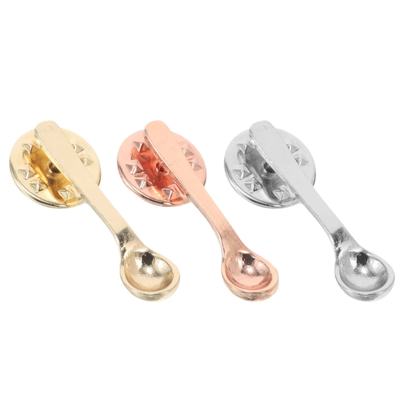 3Pcs Creative Coffee Spoon Brooch Alloy Pin Badge for Cafe Restaurant Party Cute Backpack Hat Clothes Accessory