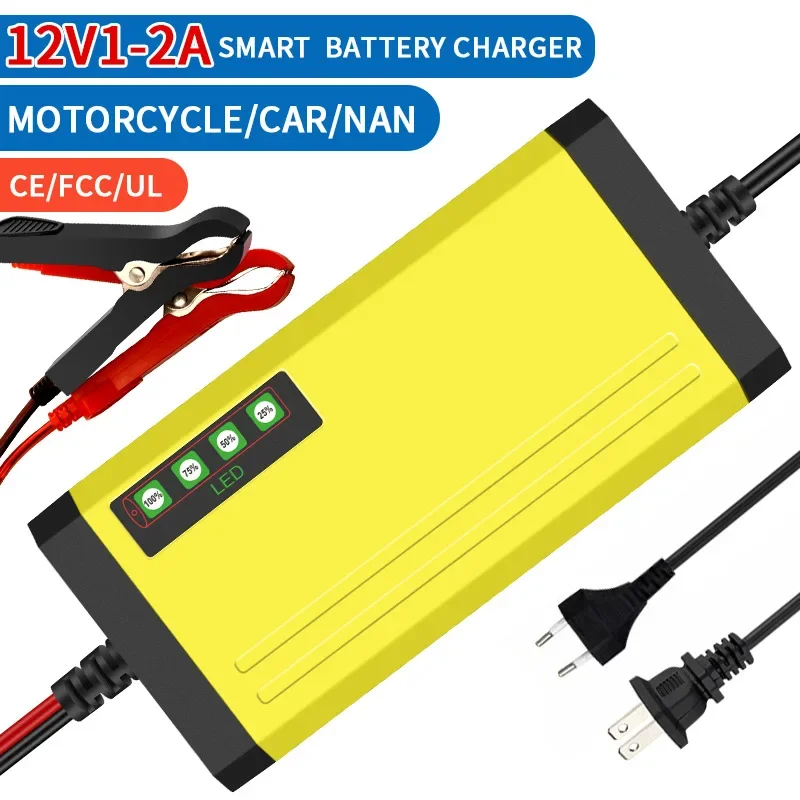 

Новинка, 220 В, зарядное устройство для ремонта автомобильных аккумуляторов, 12 В, 2 А, внешний дисплей, зарядное устройство для аккумуляторов мотоцикла, грузовика, влажная, сухая, свинцово-кислотная батарея