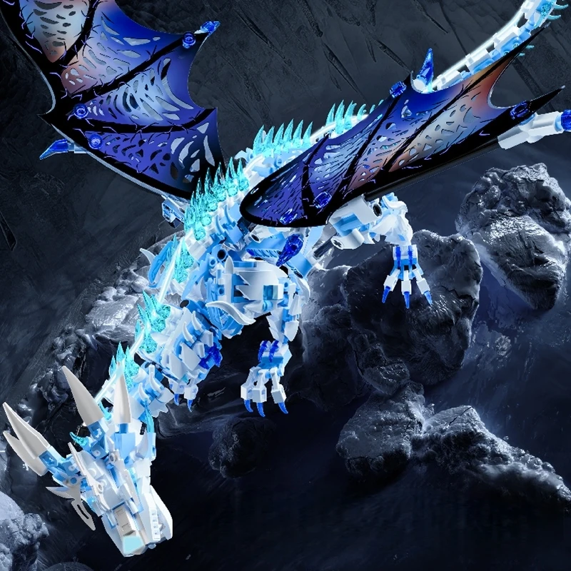 DIY 크리 에이 티브 아이스 드래곤 플라잉 드래곤 빌딩 블록 세트 MOC 모델 벽돌 3D 퍼즐 교육 장난감 소년을위한 선물 ​   여자들