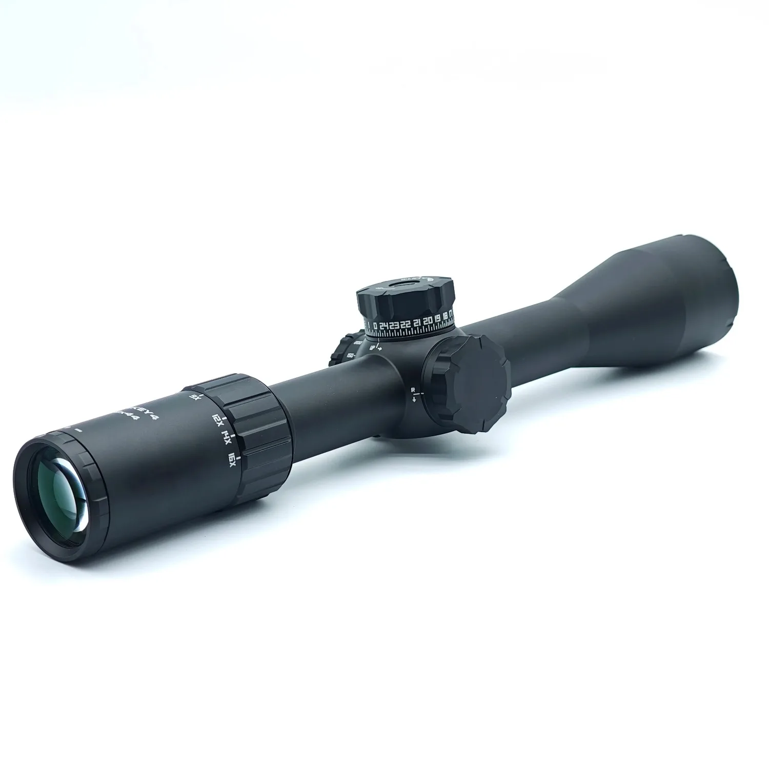 WHISKEY4 4-16x44mm FFP Riflescope: Primeiro avião focal óptico, função Zerostop, tubo de 30mm com tampas flip-back e alavanca de lançamento