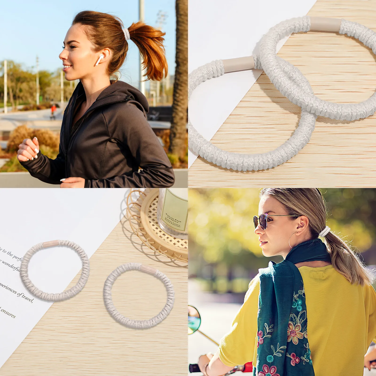 10Pcs Stretchy Hair Ties for Women High Elasticity No Damage Hair Bands Versatile for Ponytails Braids Buns Gym Office School