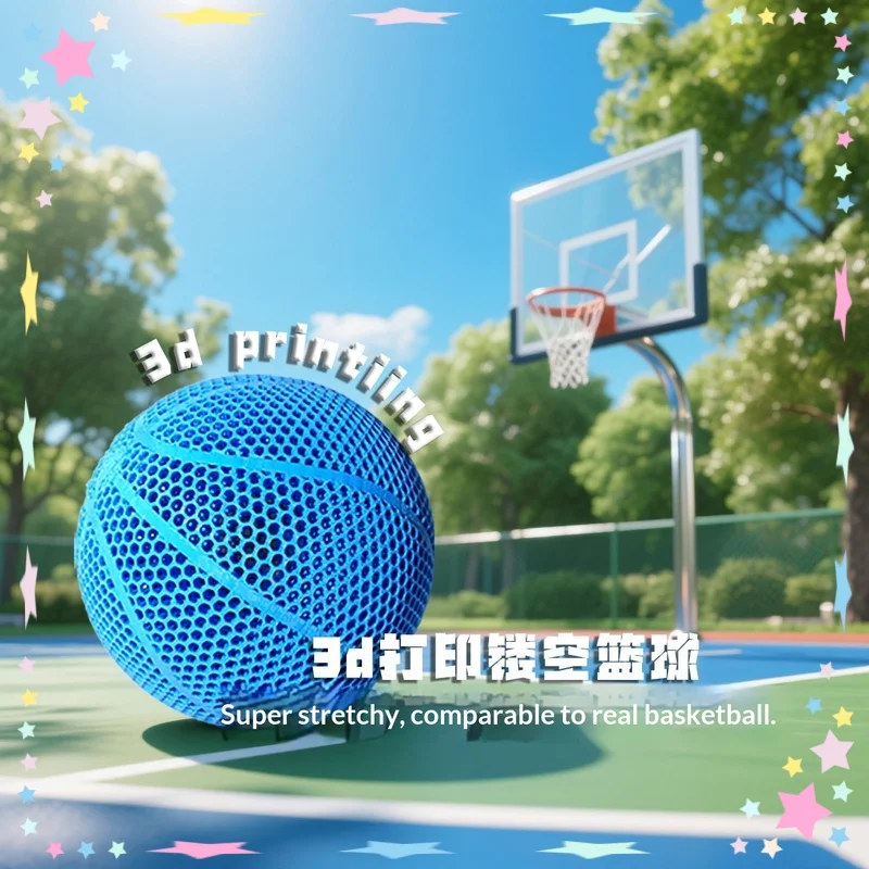 3D Printed Basketball HighElasticity No Need To Inflate Hollow Design For Indoor And Outdoor Wearable 7 5 3 Size Sports Toy Ball