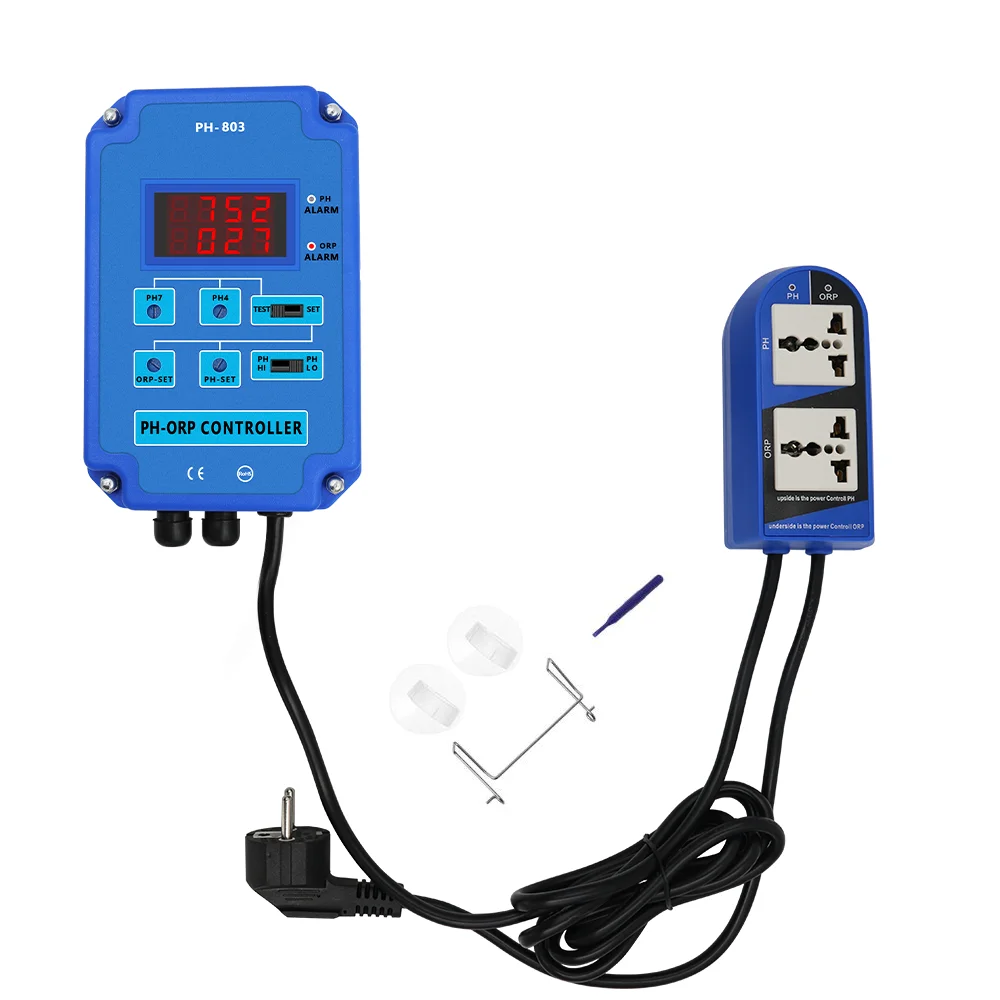 PH-803 PH ORP Controller Digital PH Meter 2 in 1 Redox Control Tester 110V 220V Water Monitor for Pool Aquarium Hydroponics