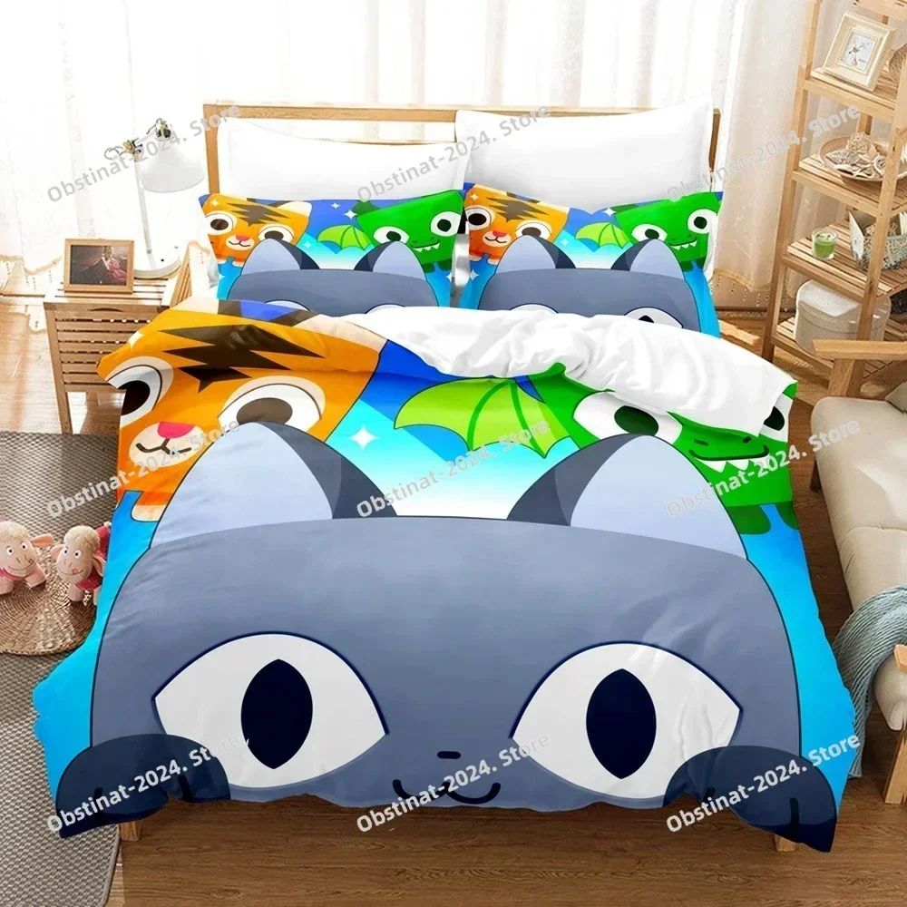 Games Cute Pet Simulator X Bedding Set Printed single Comforter Quilt Bed Cover Duvet Cover Pillow Case 3 Pieces Kids Adult Size