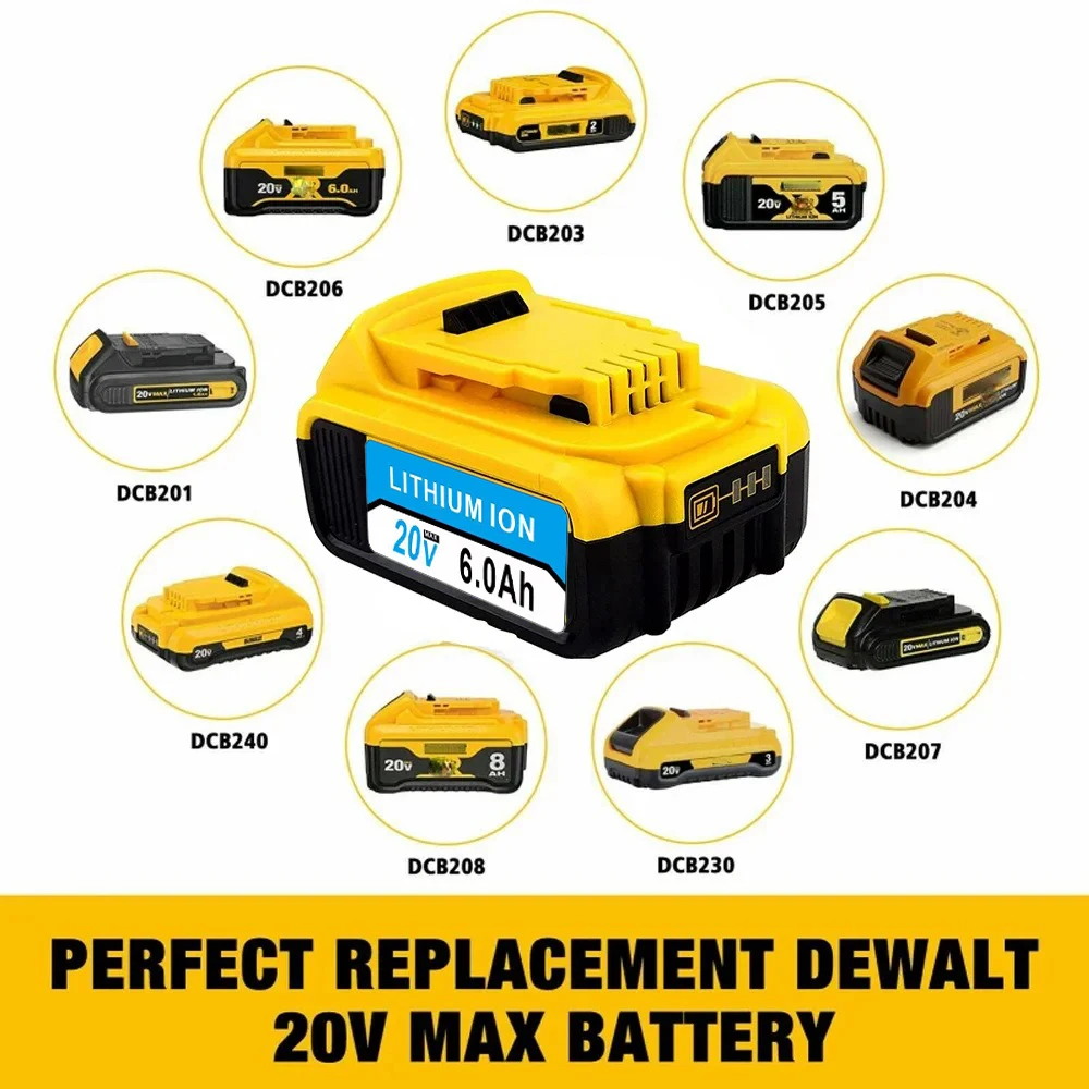 

Перезаряжаемый литиевый аккумулятор для электроинструмента Dewalt 18 в 8 Ач 20 в 18 в 5 Ач 6 Ач DCB180 DCB181 DCB182 DCB200 DCB184