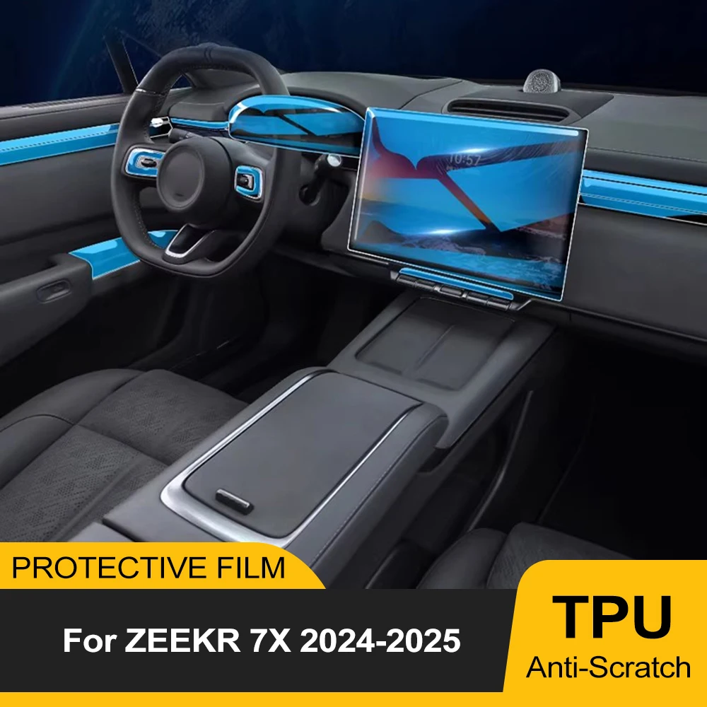 Car Pre-cut Transparent TPU Navigation Gear Panel Center Console Anti-scratch Sticker Film for ZEEKR 7X 2025 2024 Accessories