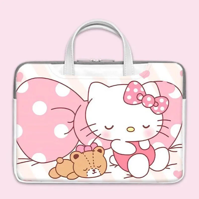 Anime Sanrio Hello Kittys12 13 14 Inch Computer Bags Cute Cartoon Pink Girl Heart Student Large Capacity PU File Bag Girls Gifts