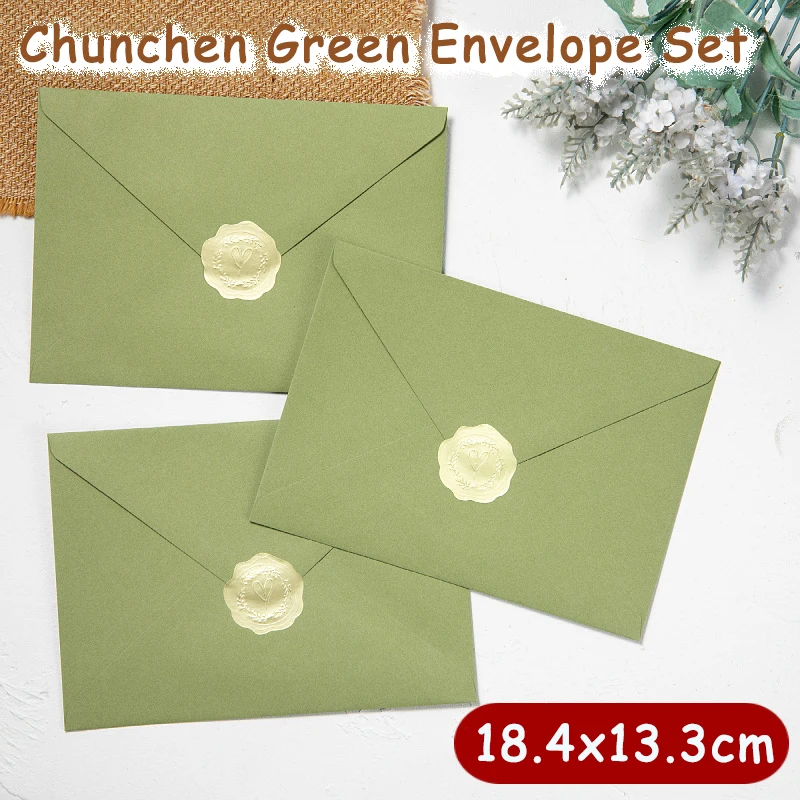 

50pcs Spring Green Envelope 120g Kraft Paper 184x133mm Wedding Invitation Business Supplie Postcard Giftbox Packaging Stationery