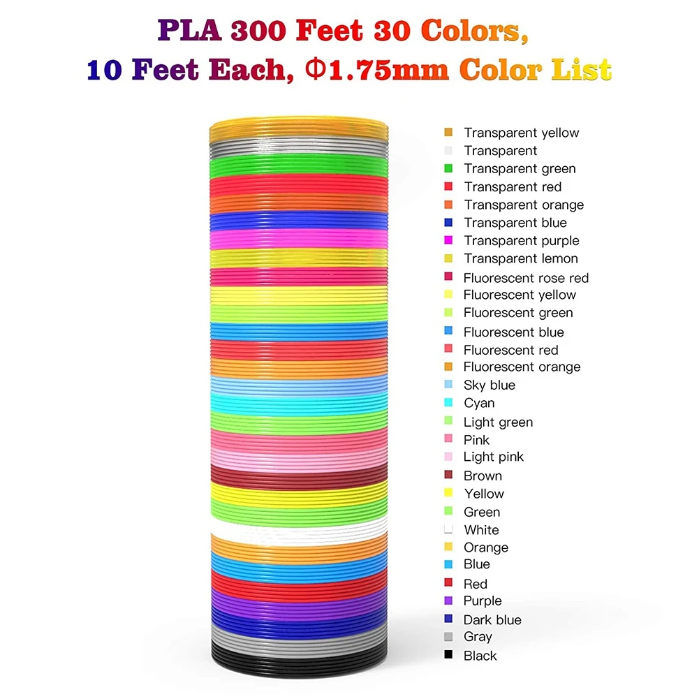 

AF91-3D Pen Filament Refills 30 Colors,3D Pen Filament PLA 1.75Mm,Non-Toxic, Smooth Printing Refills