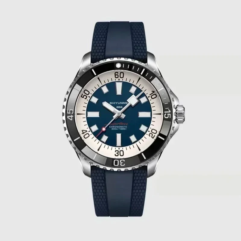 Jam Tangan Olahraga Mekanis Otomatis Pria Bezel Putar Baja Tahan Karat Jam Tangan Super Ocean World Time