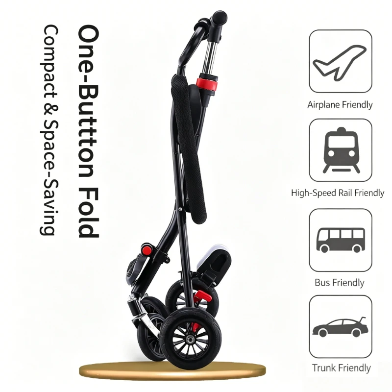 IMBABY Light Foldable Two-way Baby Stroller Ultra-light Small Portable Folding Carts Simple  Four-Wheels Anti-Rollover Cart