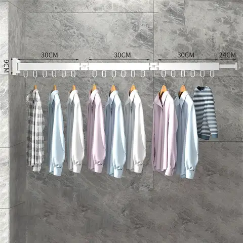 Wall Clothes Drying Rack Retractable Space Saving Rotating Ring Simple Clothes Hanger for Balcony Laundry Room