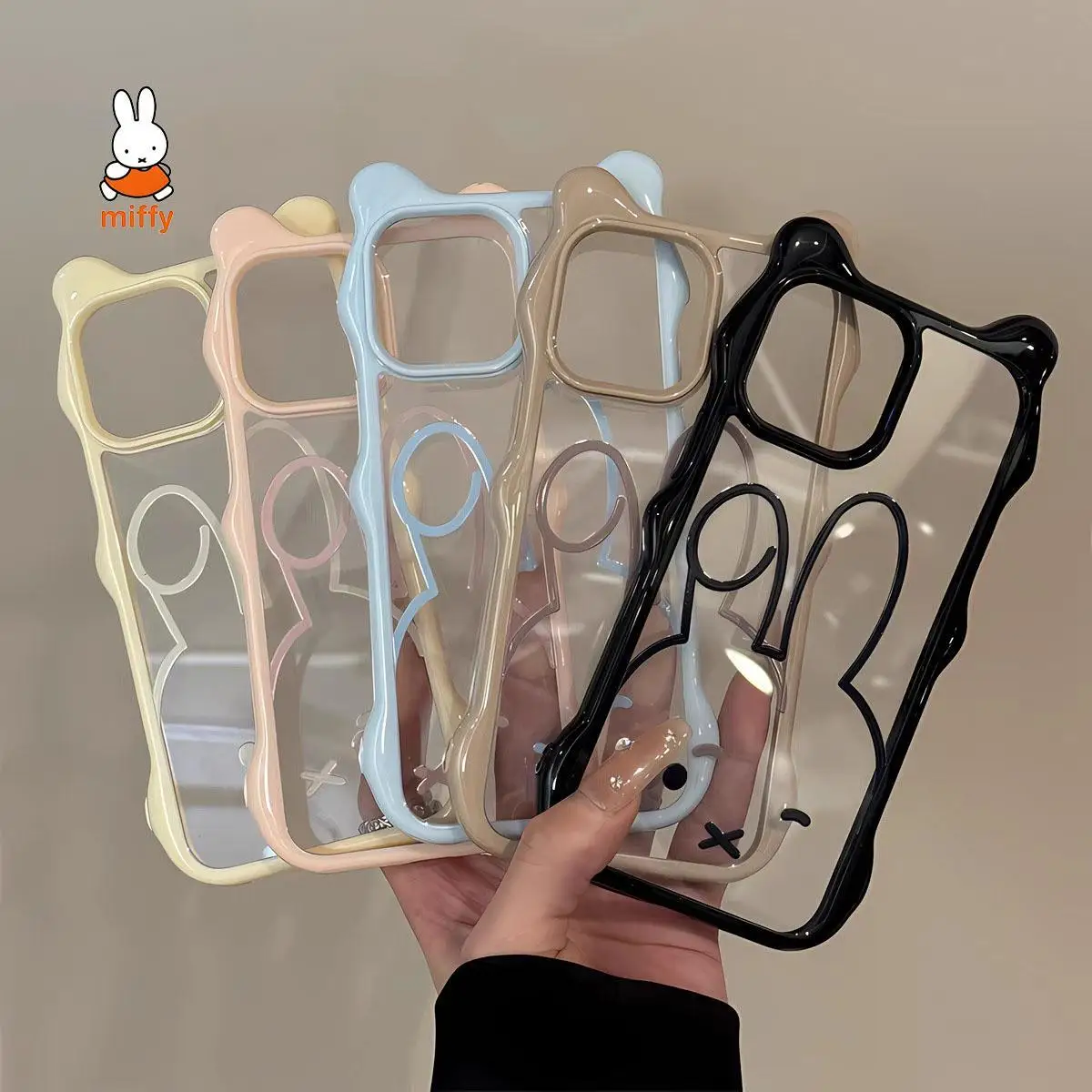 Miffy Kawaii Cartoon Mobile Phone Case Cute Anime Rabbit Phone Case Suitable for Iphone 16 Promax Iphone15Promax14Promax