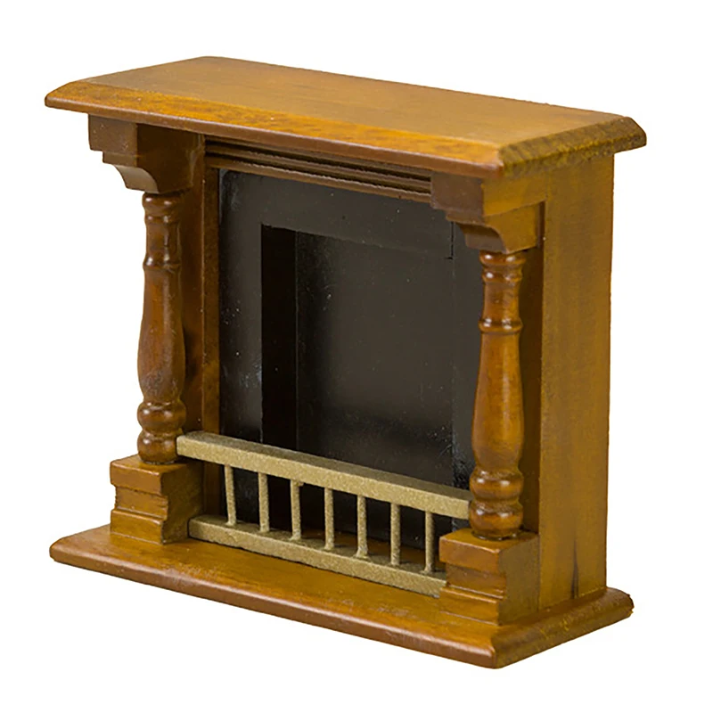 1 szt. Drewniany Miniaturowy Mebel do Domku dla Lalek Ornament 1:12 Mini Symulacja Kominka Model Mikro Scena Dekoracja Akcesoria Zabawka