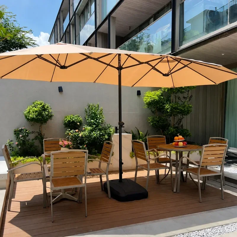 Outdoor Garden Umbrella Commercial Advertising Sunshade Three Headed Middle Pole Parasol for Villa Patio Stall