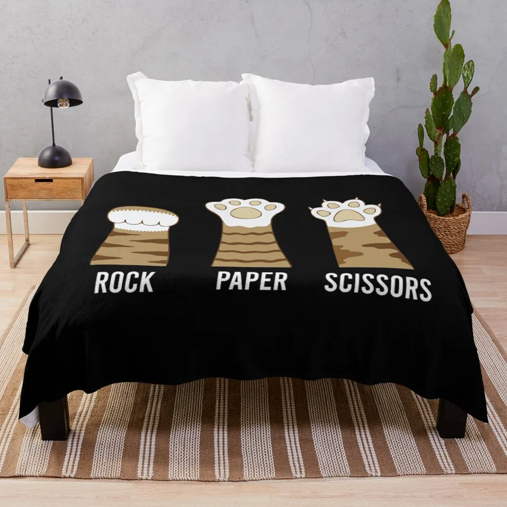 Rock Paper Scissors - Cute Paw Cat Hands Throw Blanket Loose Sleeping Bag Sofa Blankets