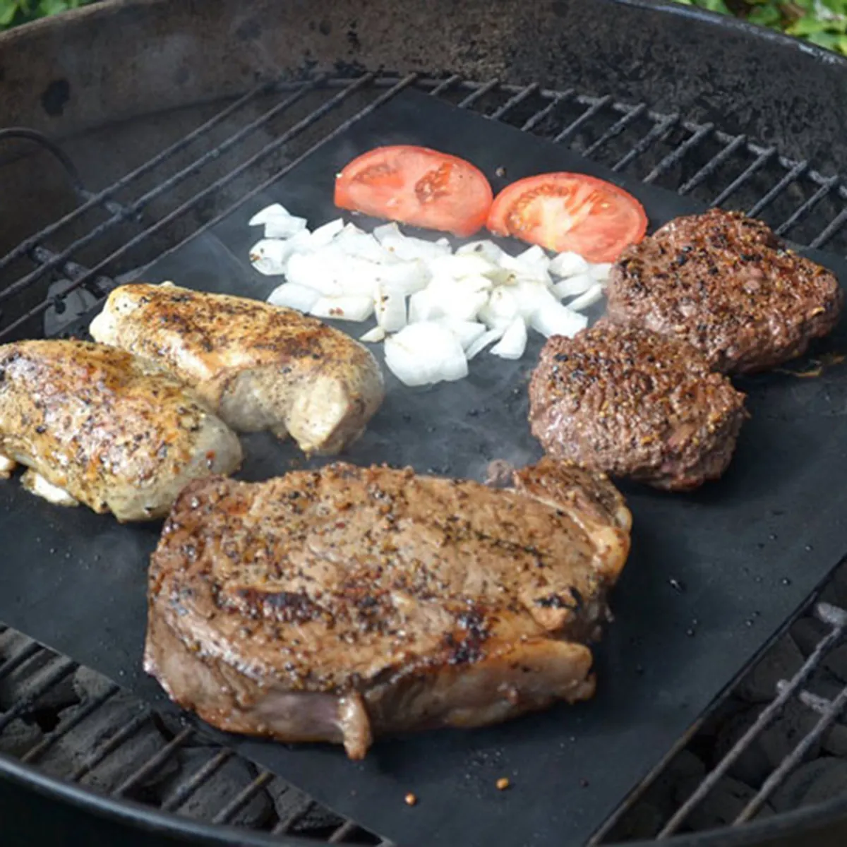 Bbq Grill Mat Large Heat Resistant Non-Stick Reusable Outdoor Indoor Barbecue Oven Liners Baking Pad Mat Polyester PVC Sheet