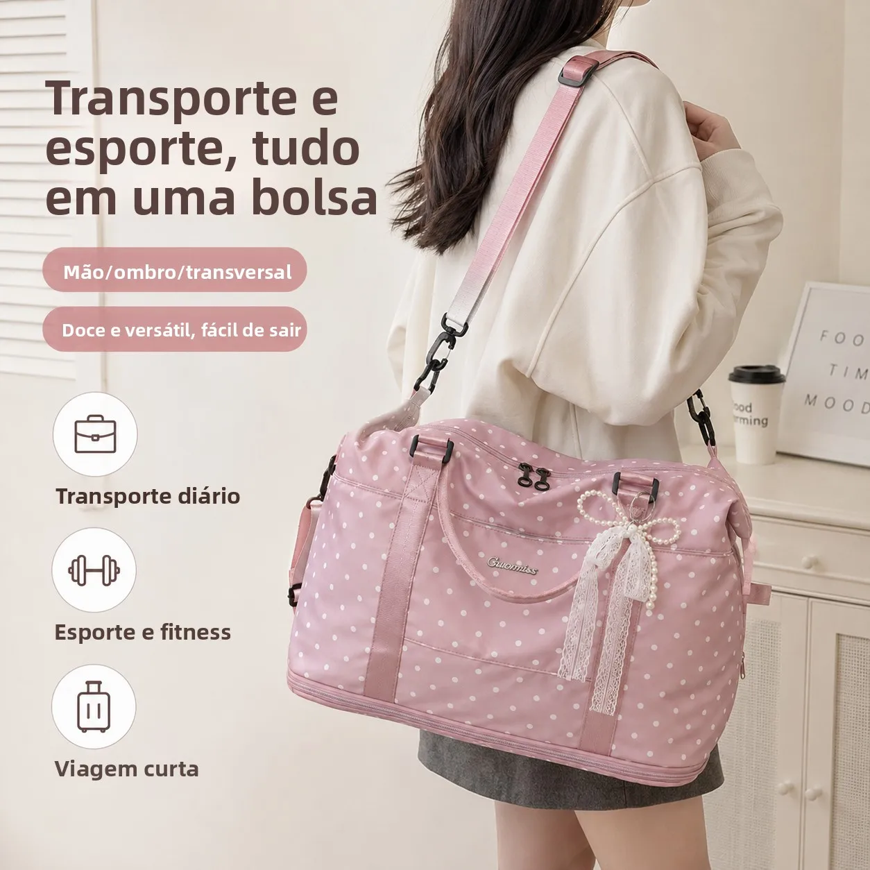 大容量通勤旅行バッグ女性用ショルダーフィットネスバッグハンドバッグ出張短期旅行用軽量荷物