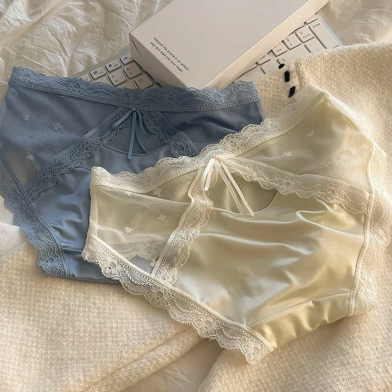 

Женские атласные трусики, сексуальное сетчатое кружевное прозрачное бесшовное нижнее белье со средней талией, дышащее нижнее белье, сексуальные трусы Женские
