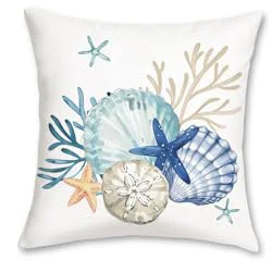 Home Decor Seas the Day & Ocean Vibes Beach Pillows Pattern Cushion Cover Suitable for Sofa Bedroom Car Pillow Cover