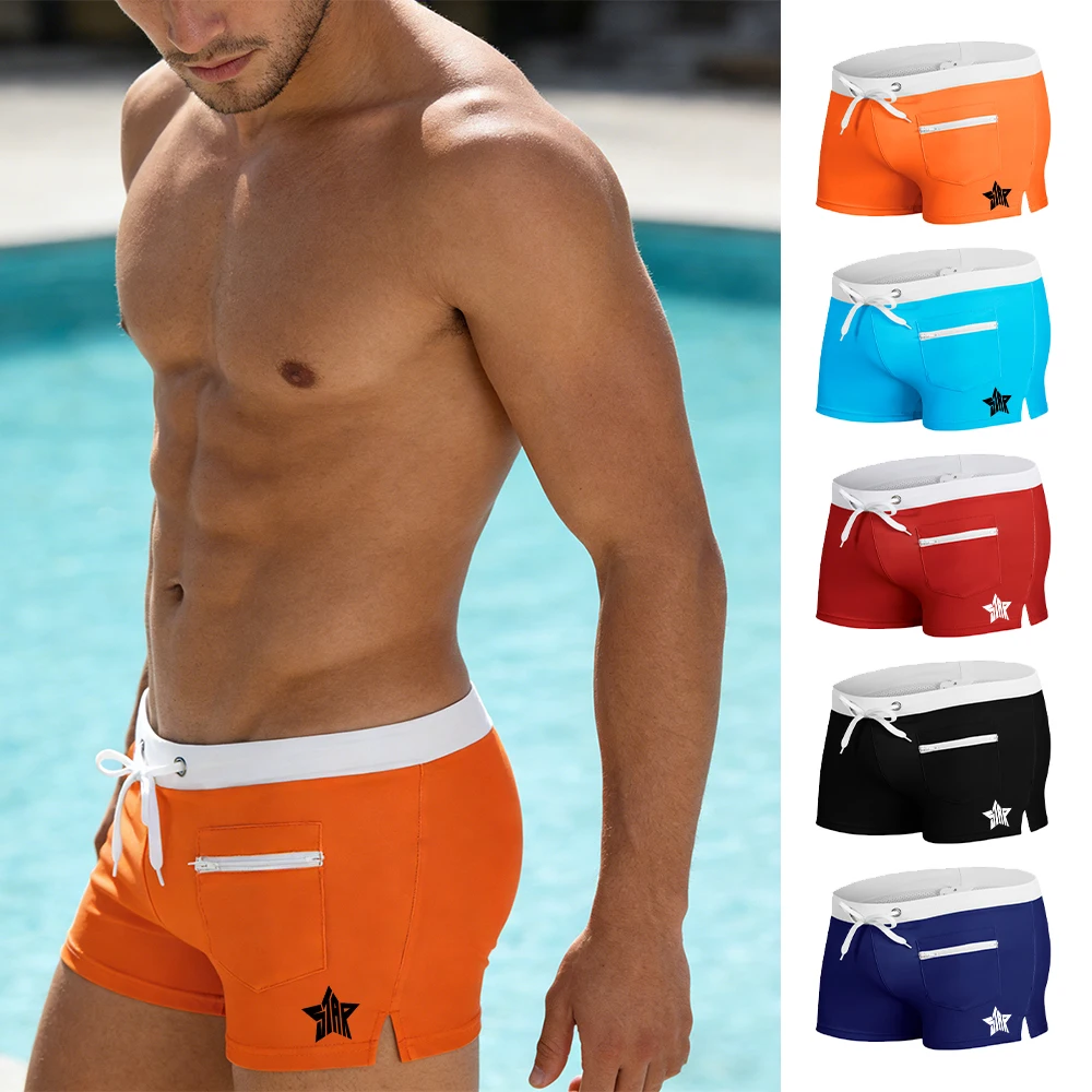 

Men's Casual Beach Shorts Summer Elastic Drawstring Printed Shorts Quick Drying Beachwear Swim Trunks Swimwear With Mesh Lining