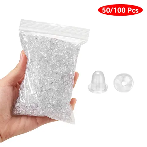 실리콘 고무 귀걸이 걸쇠 스타일, 이어 너트 플러그 귀걸이, 백 이어스터드 귀걸이, 귀걸이 쥬얼리 액세서리, 50 개, 100 개