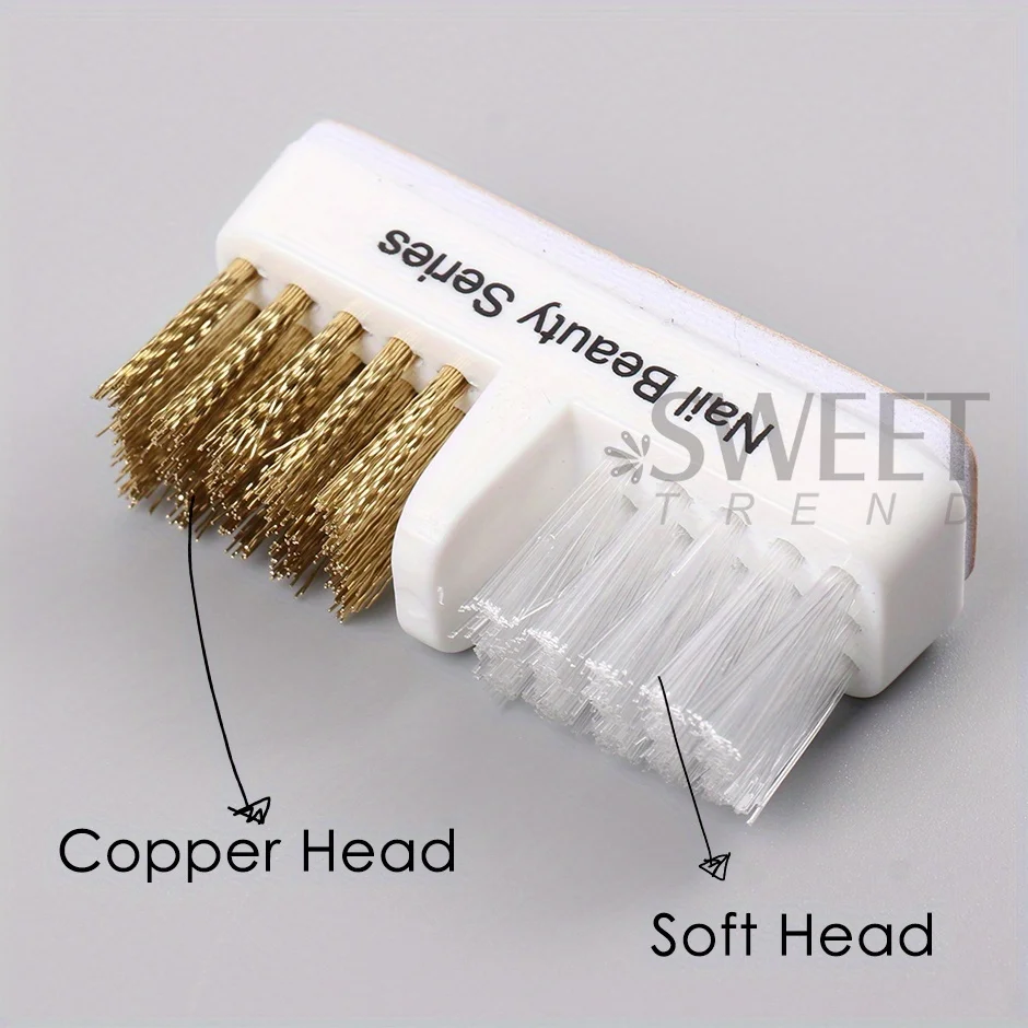 1/2pcs Nail Manicure Drills Bits Cleaning Tools 2 IN 1 Copper Wire Soft Bristles Electric Dust Removal Brush Polishing Manicure