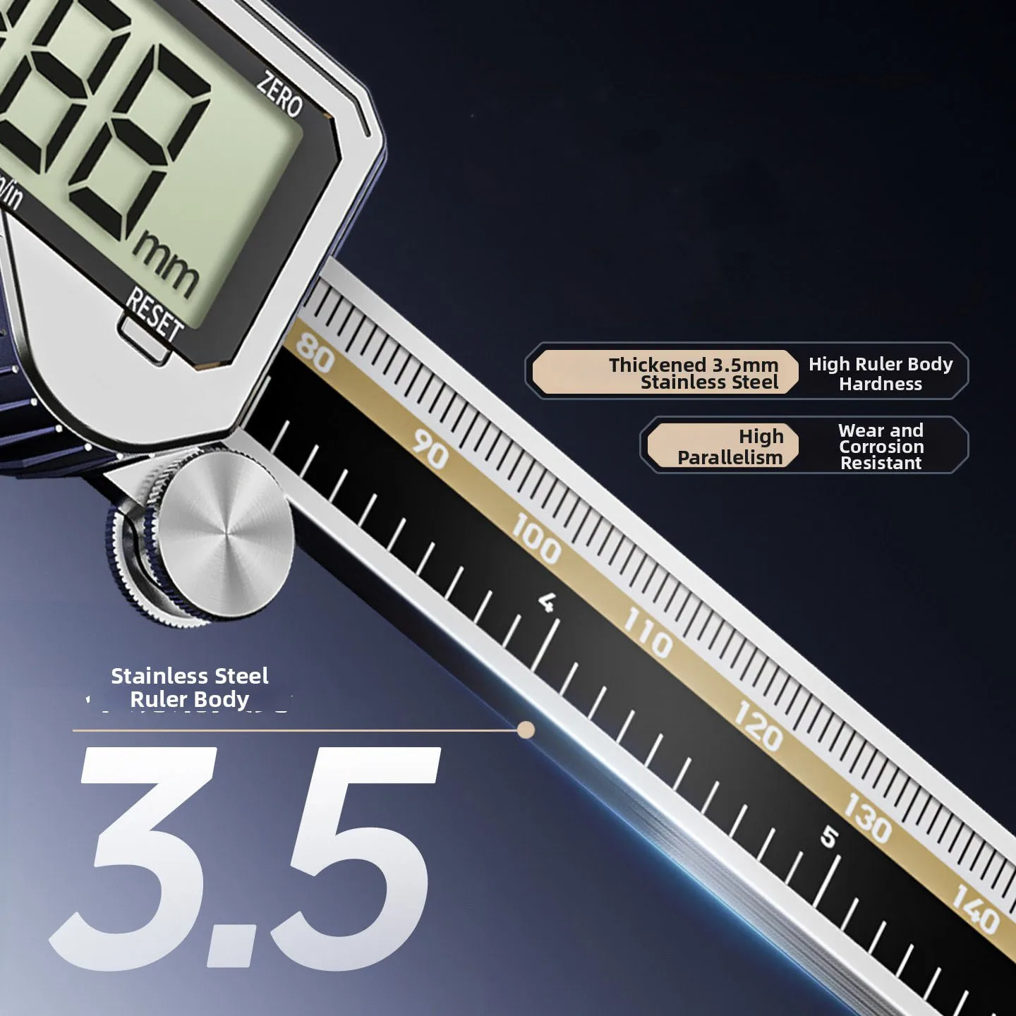 For Precise Dimension Checking Digital Caliper Type C Rechargeable Caliper Tools Silver 0.01mm Resolution 3.5mm Thick Material
