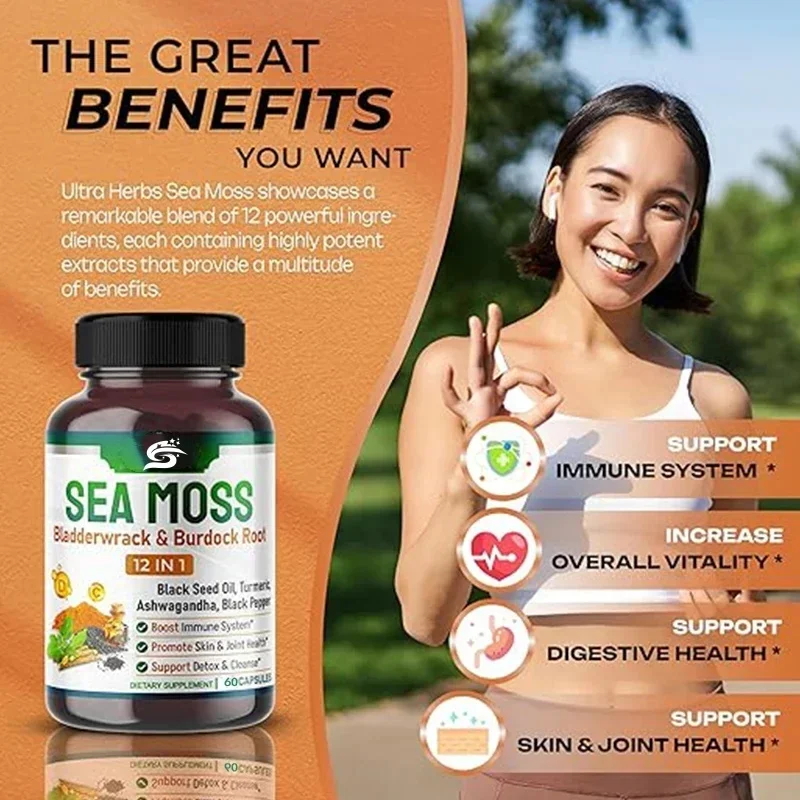 

Organic Seaweed Capsules - Used For The Immune System, Intestines, Skin, And Energy