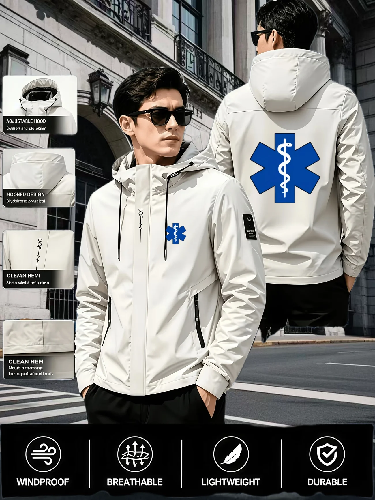 2026 Classic Designer Fashion Printed Zipper Hooded Jacket Hot Selling Autumn Outdoor Motorcycle Windproof Exercise Men's Coat