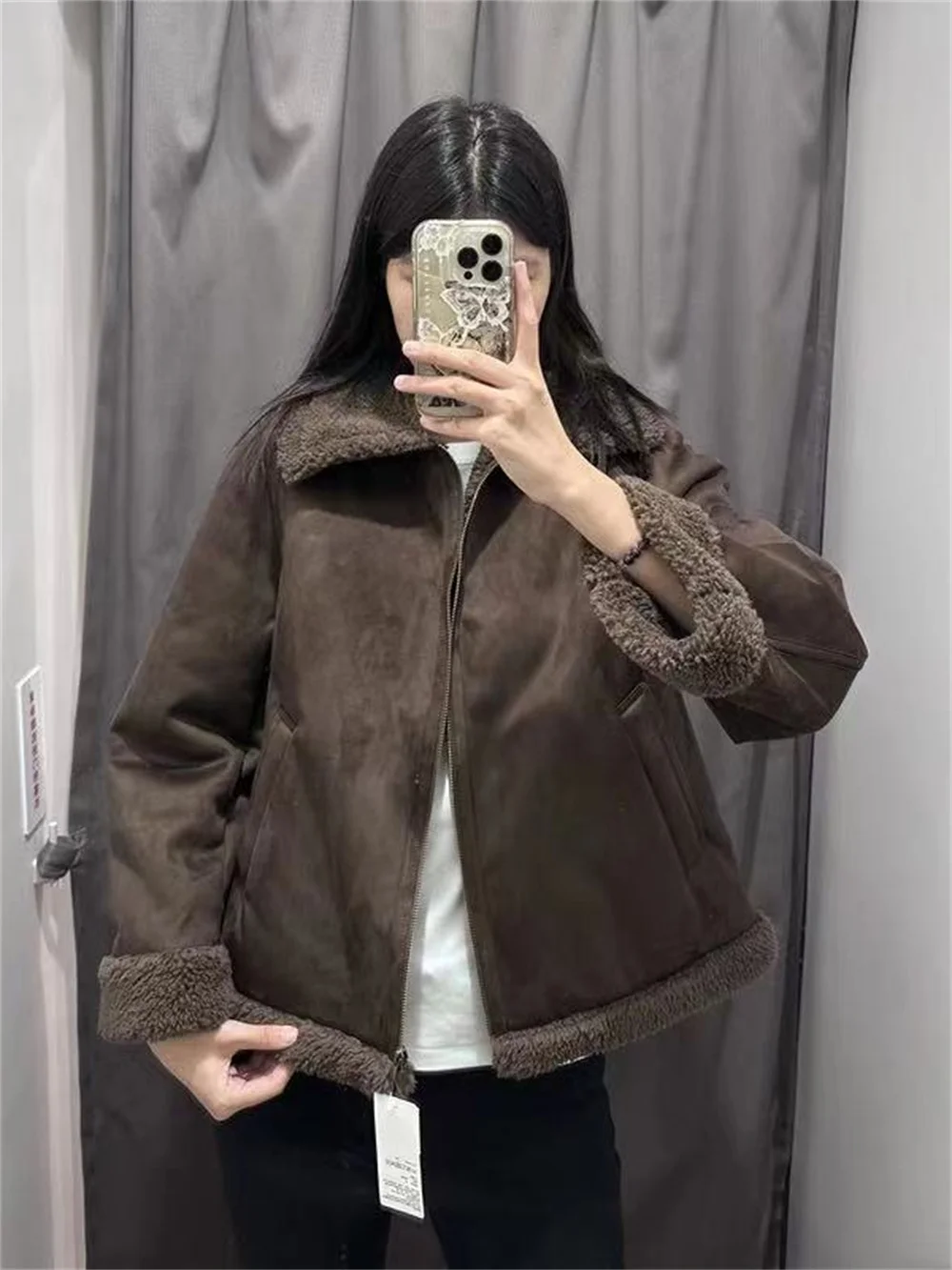 ZACK RAIN Fashion Women Jacket 2023 Casual Ladies Two-color Optional Wool Zipper Long Sleeves Jacket For Women's Chic Tops