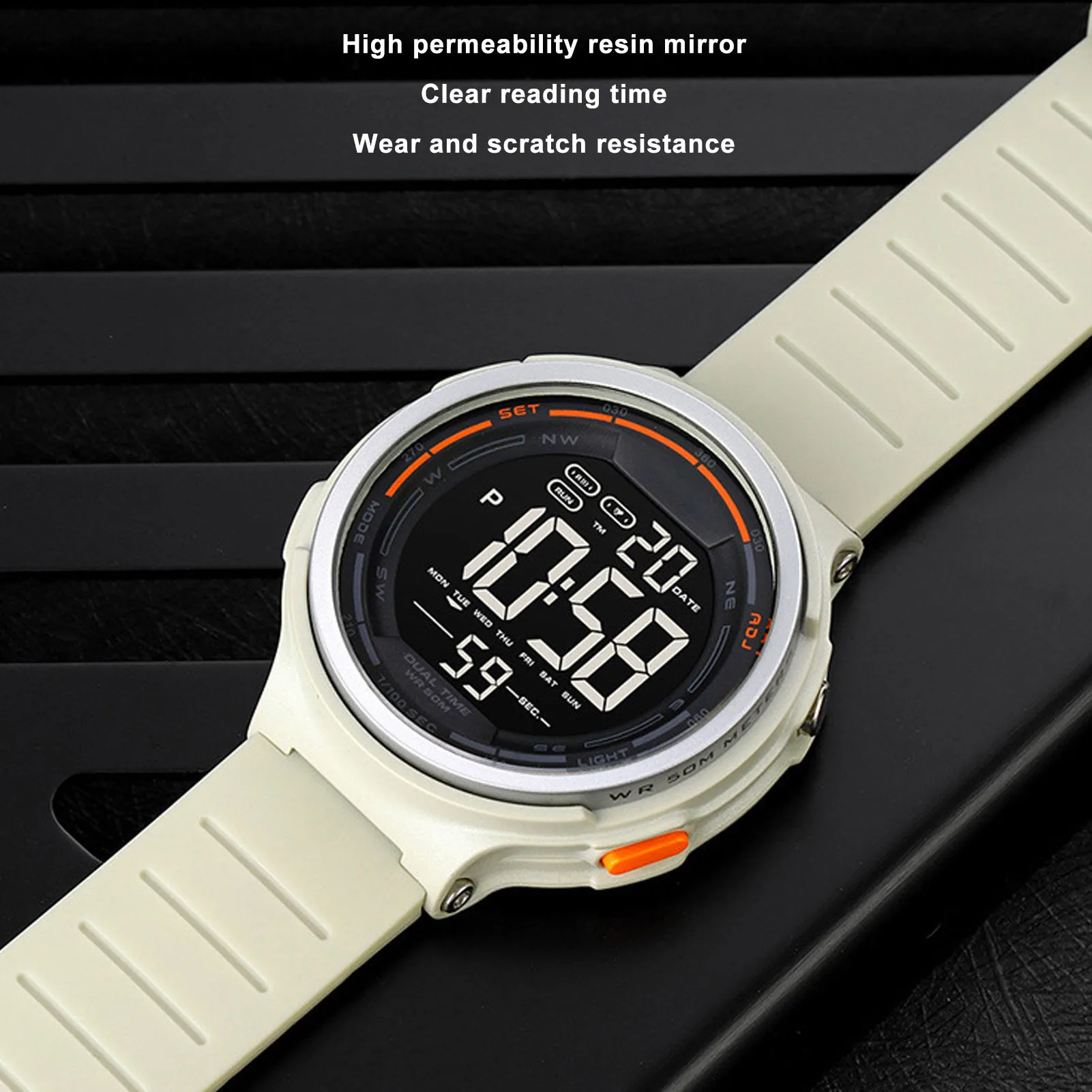 Sports Watch Digital Sports Watch Multifunctional Dual Time LED Luminous Countdown Timer Outdoor Water Proof Watch for Sports