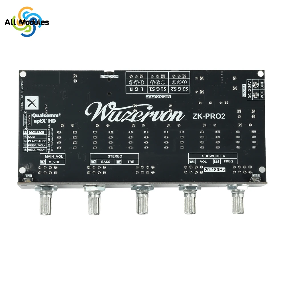 

Плата предусилителя ZK-PRO2 HIFI 2.1 канала для сабвуфера, аудио предусилительный модуль QCC3034+ES9023