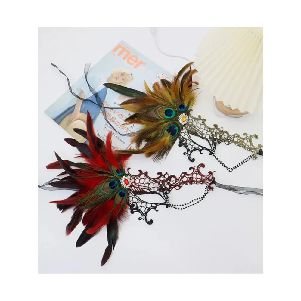 قناع عين مثير ريشة المياه الماس شرابة البندقية حفلة تنكرية الكرة هالوين زي حفلة تنكرية الدعائم سيدة قناع الوجه