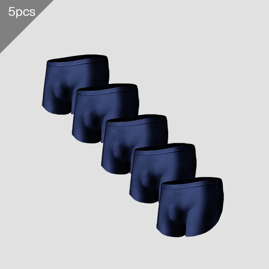 

Мужское бесшовное нижнее белье из ледяного шелка, 5 шт., 3D-формовка, трусы-боксеры, летние тонкие штаны, удлиненные спортивные шорты