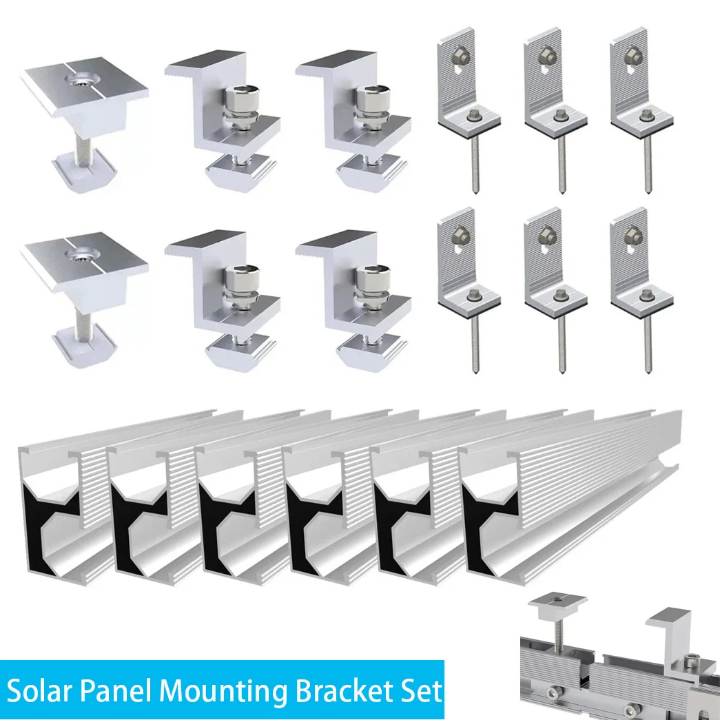 Solar Panel Bracket Mounting Rails Photovoltaic Panel Aluminium Solar Rail Mid And End Clamp For Shingle Roof 30/35mm