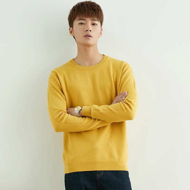 Autumn And Winter Solid Color Sweater Men's Round Neck Pullover Loose Handsome Casual Bottom Shirt Knitted Long Sleeve New Style