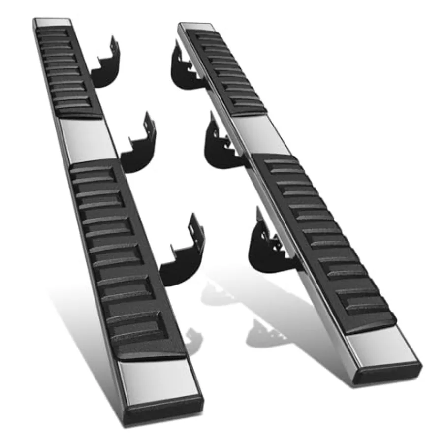 

Running boards for Ram 2500/3500 crew cab 2011-2023,stainless steel, chrome/black, 6.75-inch wide flat side step bars with dura